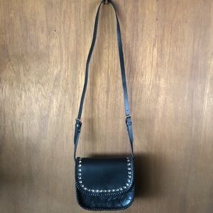 Zara Studded Embossed Leather Cross Body Bag